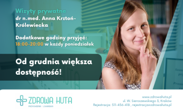 Dostępne konsultacje komercyjne u pediatry - od grudnia w każdy poniedziałek
