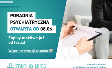 Poradnia psychiatryczna otwarta od 8 czerwca - wizytę umówisz już dzisiaj